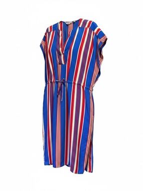 & Other Stories Stockholm Atelier Striped Kaftan Midi Dress Blue Red White Sz 2
